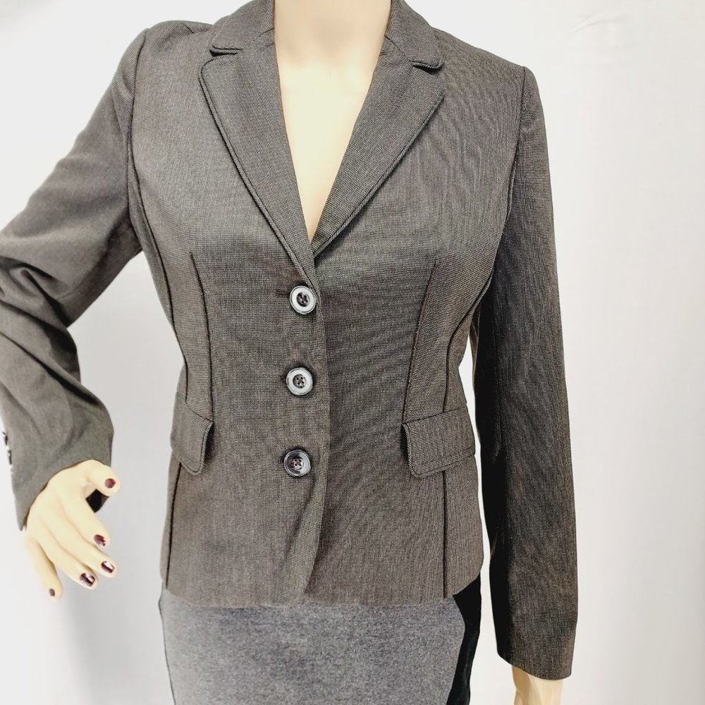 HALOGEN    BROWN FITTED JACKET POCKETS CASUAL CAREER COAT BLAZER SIZE: 6P